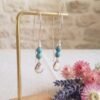 4 Boucles d’Oreilles Pendantes Turquoise Et Pampille Argentée – Élégantes Et Fait Main