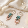 Boucles d'Oreilles Argentées "Cascade" — Double Anneau & Franges Miyuki