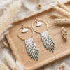 Boucles d'Oreilles Dorées "Lagon" — Franges Miyuki & Émail Blanc