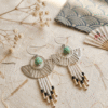 Boucles d'Oreilles Argentées "Éventail Miyuki" — Agate Turquoise & Franges