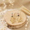 Boucles d'Oreilles Dorées "Flèche Bohème" — Double Triangle & Miyuki
