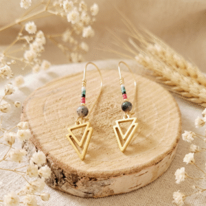Boucles d'Oreilles Dorées "Flèche Bohème" — Double Triangle & Miyuki
