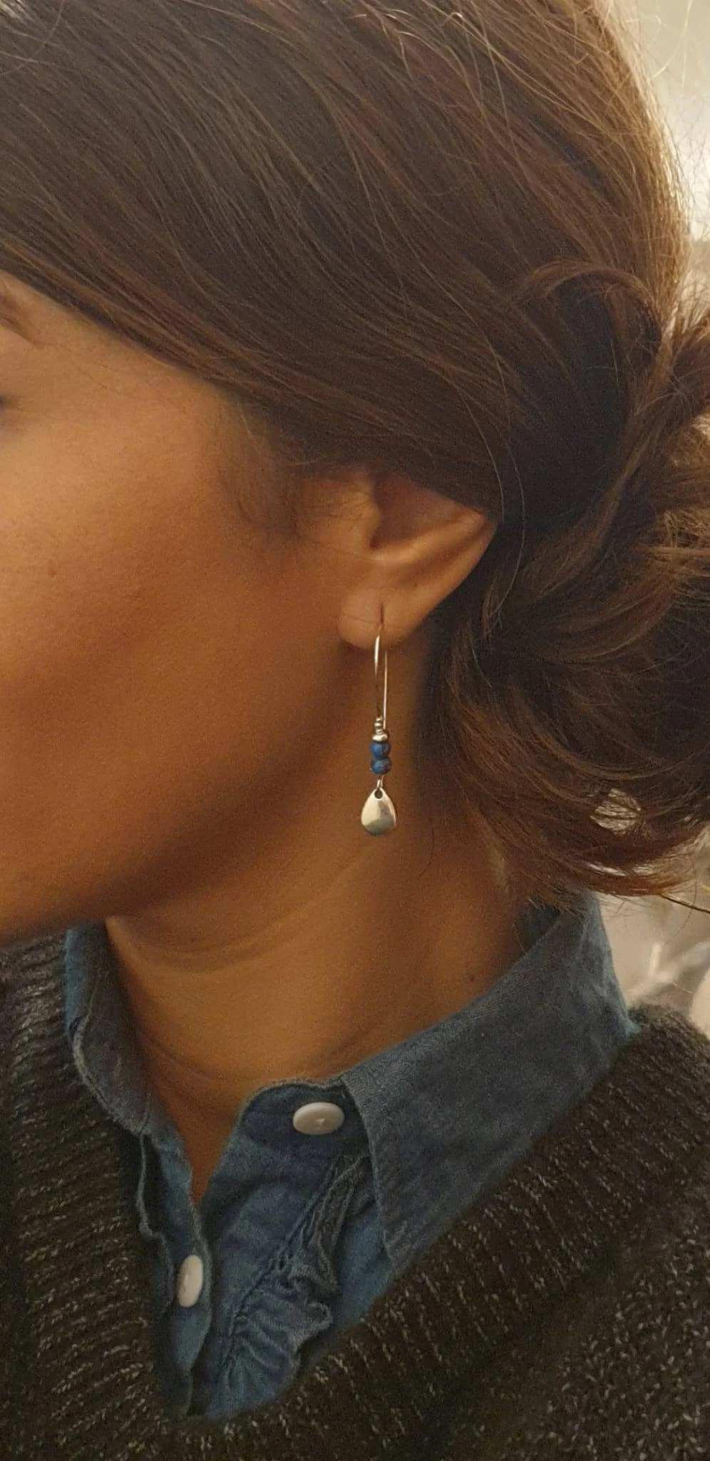 il_fullxfull.3521863374_nyzm Boucles d’Oreilles Pendantes Turquoise Et Pampille Argentée – Élégantes Et Fait Main