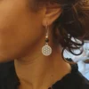boucles d’oreilles fleur de vie et hématite noire fait main poamongaux