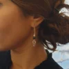 il_fullxfull.4478034033_5rjb Boucles D’Oreilles Dorées Triangle Avec Perles D’Hématite Noire Ou Bleue