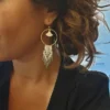 Boucles d'Oreilles Dorées "Lagon" — Franges Miyuki & Émail Blanc