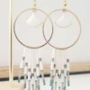 Boucles d’Oreilles Bohèmes Vert d’Eau Avec Nacre Et Miyuki