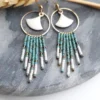 Boucles d’Oreilles Bohèmes Turquoise Et Dorées En Émail Et Miyuki