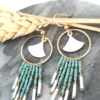 Boucles d’Oreilles Bohèmes Turquoise Et Dorées En Émail Et Miyuki