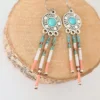 Boucles d’Oreilles Ethniques Bleues Avec Cabochon Et Perles Miyuki