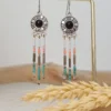 Boucles d’Oreilles Ethniques Noires Avec Cabochon Et Perles Miyuki