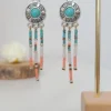 Boucles d’Oreilles Ethniques Bleues Avec Cabochon Et Perles Miyuki