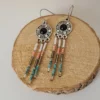 Boucles d’Oreilles Ethniques Noires Avec Cabochon Et Perles Miyuki