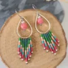 Boucles d’Oreilles Bohèmes Multicolores Avec Perle Naturelle Et Perles Miyuki