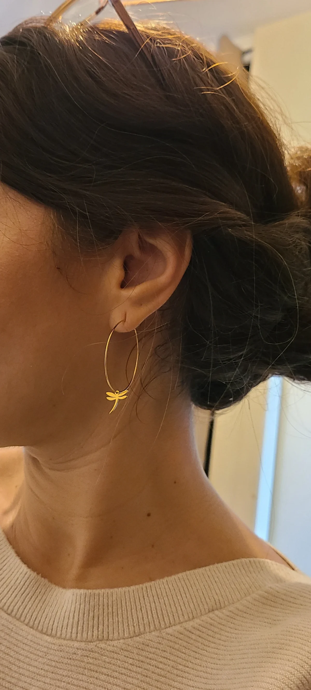 Créoles Dorées "Libellule" — Pendentif Fin & Chic