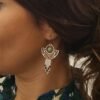 Boucles d'Oreilles Argentées "Éventail Miyuki" — Agate Turquoise & Franges