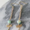 Boucles Libellule Dorées Avec Pierre Naturelle Et Chaîne Fine