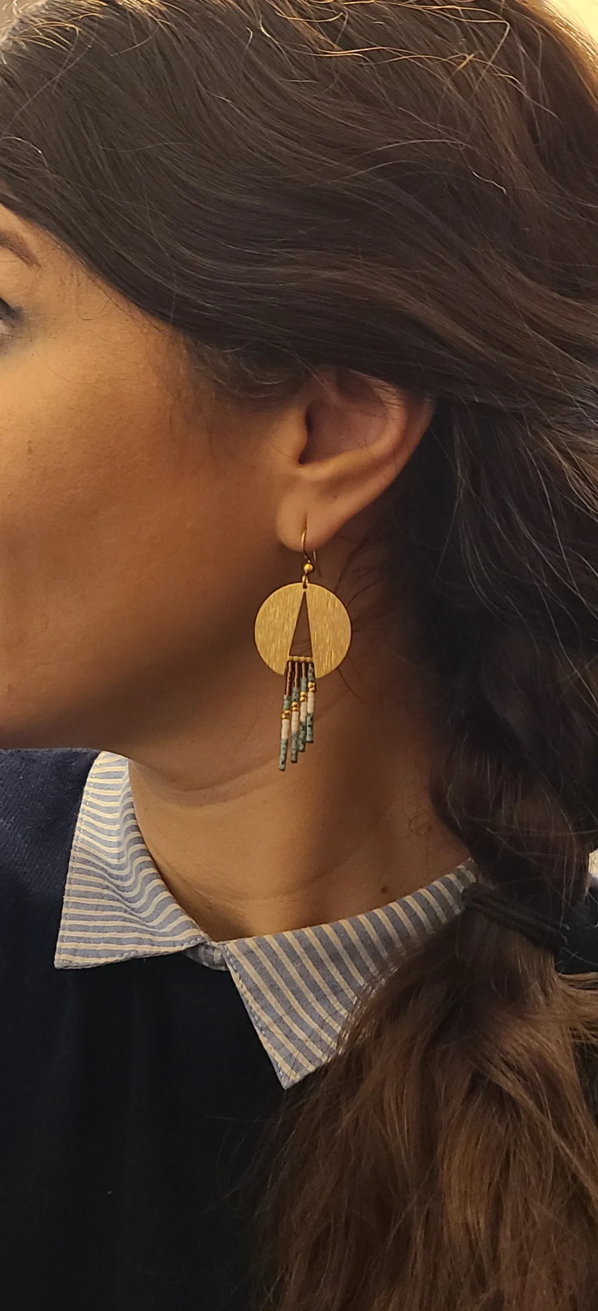 il_fullxfull.5829757888_o6q8 Boucles d'Oreilles Disque Doré "Éclipse" — Franges Miyuki Turquoise