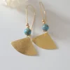 Boucles Éventail Dorées Et Turquoise En Pierre Naturelle