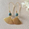 Boucles Éventail Dorées Et Turquoise En Pierre Naturelle