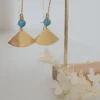 Boucles Éventail Dorées Et Turquoise En Pierre Naturelle