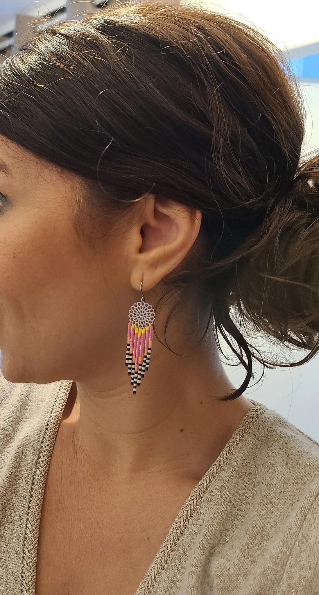 Boucles d’Oreilles Bohèmes En Perles Miyuki Tissées À La Main