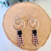 Boucles d’Oreilles Minimalistes Noires Et Roses