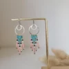 Boucles d’Oreilles Bohèmes Turquoise Et Rose En Miyuki
