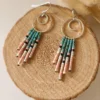 Boucles d’Oreilles Bohèmes Turquoise Et Rose En Miyuki