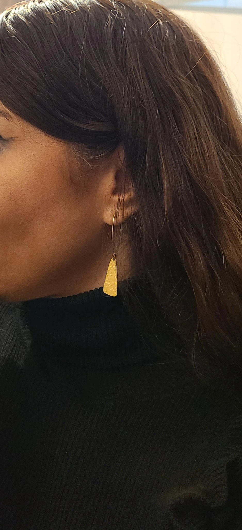 Boucles Dorées Martelées En Laiton Et Acier Inoxydable