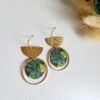 Boucles D’Oreilles Japonaises Dorées Avec Cercle Et Demi-Cercle En Laiton