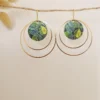 Boucles D’Oreilles Style Japonais Multi-Cercles Feuillage Tropical