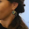 Boucles D’Oreilles Style Japonais Multi-Cercles Feuillage Tropical