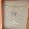 Boucles Créoles Céramique Bleue Avec Perle Grise