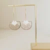Boucles d’Oreilles Dorées Ajourées Avec Perle Blanche