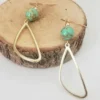 oucles D’Oreilles Pendantes Dorées Avec Perle Howlite Turquoise, Élégantes Et Légères.