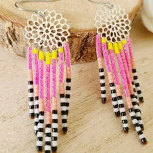 Boucles d’Oreilles Perles Bohèmes | Tissées À La Main En Perles De Miyuki | Crochets Acier Inoxydable | Poamongaux | Fait Main