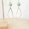 Boucles D’Oreilles Pendantes Dorées Avec Perle Howlite Turquoise