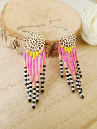 Boucles d’Oreilles Bohèmes En Perles Miyuki Tissées À La Main
