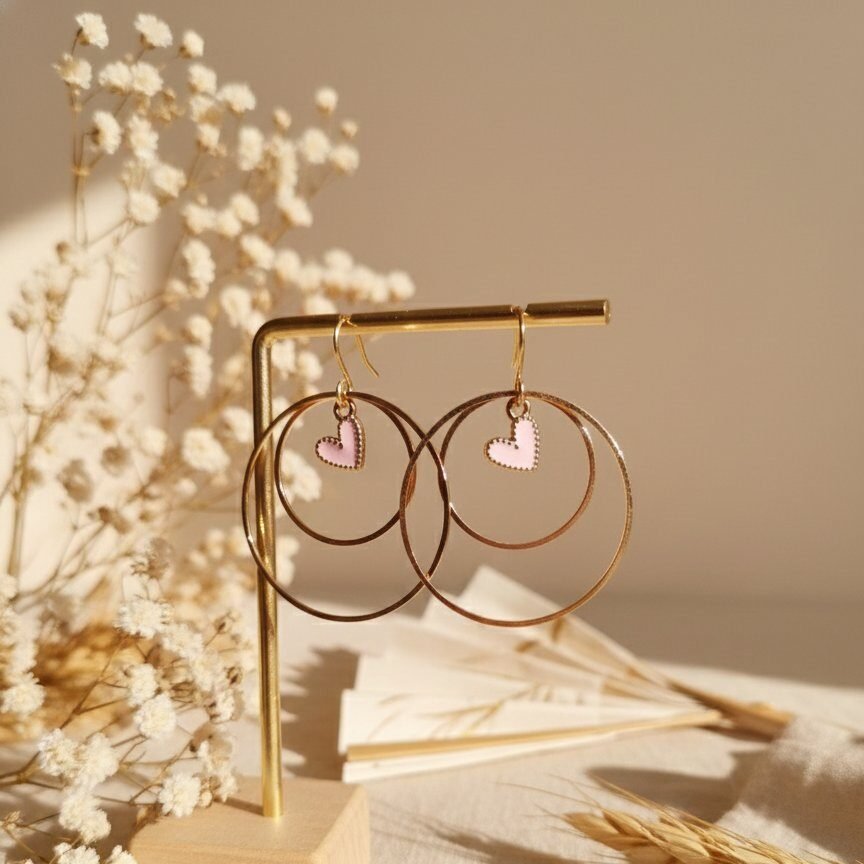 Boucles Créoles Cœur Blanc En Acier Inoxydable