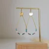 Boucles d'oreilles géométriques avec perles de Miyuki colorées, dorées et turquoise