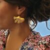 Boucles d'Oreilles "Feuille de Ginkgo" — Grand Format Doré