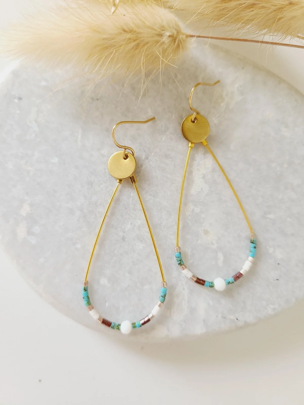 Boucles D’Oreilles Géométriques Avec Perles de Miyuki Colorées