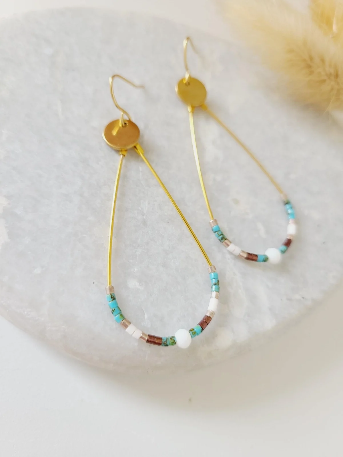 Boucles D’Oreilles Géométriques Avec Perles de Miyuki Colorées