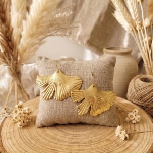 Boucles d'Oreilles "Feuille de Ginkgo" — Grand Format Doré