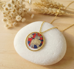 Collier Cercle Créole Doré & Sequin Japonais Ginkgo – Acier Inoxydable