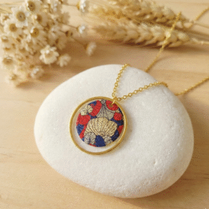 Collier Cercle Créole Doré & Sequin Japonais Ginkgo – Acier Inoxydable