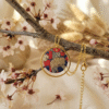 Collier Cercle Créole Doré & Sequin Japonais Ginkgo – Acier Inoxydable