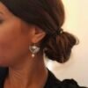 Boucles d'Oreilles Argentées "Éventail Japonais" — Perle de Coquillage