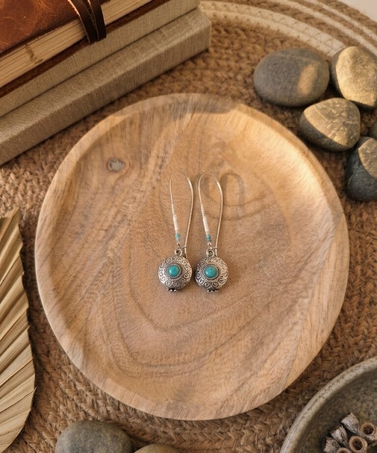 5 Boucles d'Oreilles "Talisman Turquoise" — Médaillon & Perles Miyuki